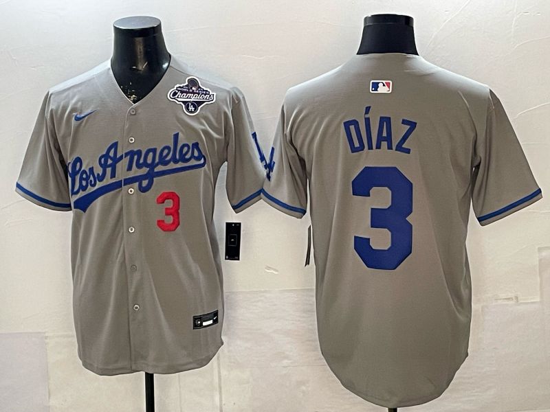Men 2026 Los Angeles Dodgers #3 Diaz Grey Game Nike MLB Jersey style 0058->houston astros->MLB Jersey